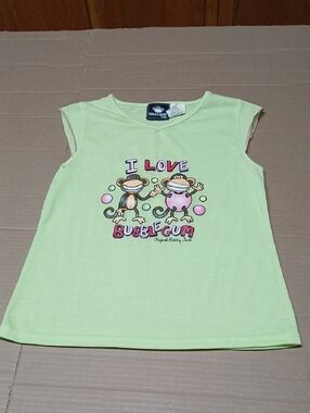 Bobby Jack Y2K I Love Bubble Gum Double-Sided Lime Green Graphic Tee Tank Top